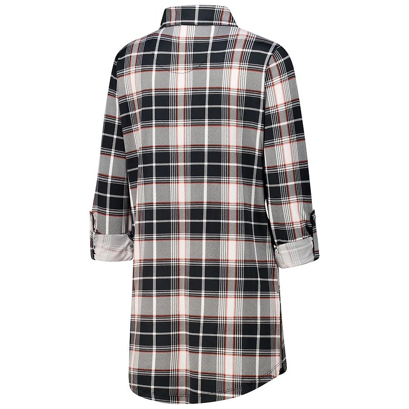 Chemise de nuit en tricot à carreaux Ashford Cincinnati Bengals noire Concepts Sport pour femme