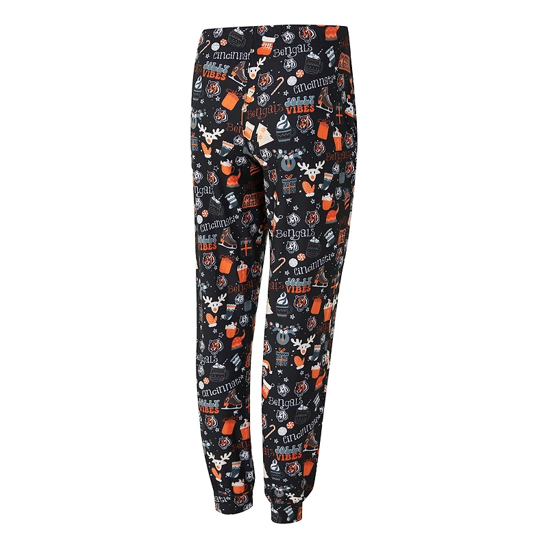 Women's Concepts Sport Black Cincinnati Bengals Chesnut Long Sleeve T-Shirt and Pant Sleep Set