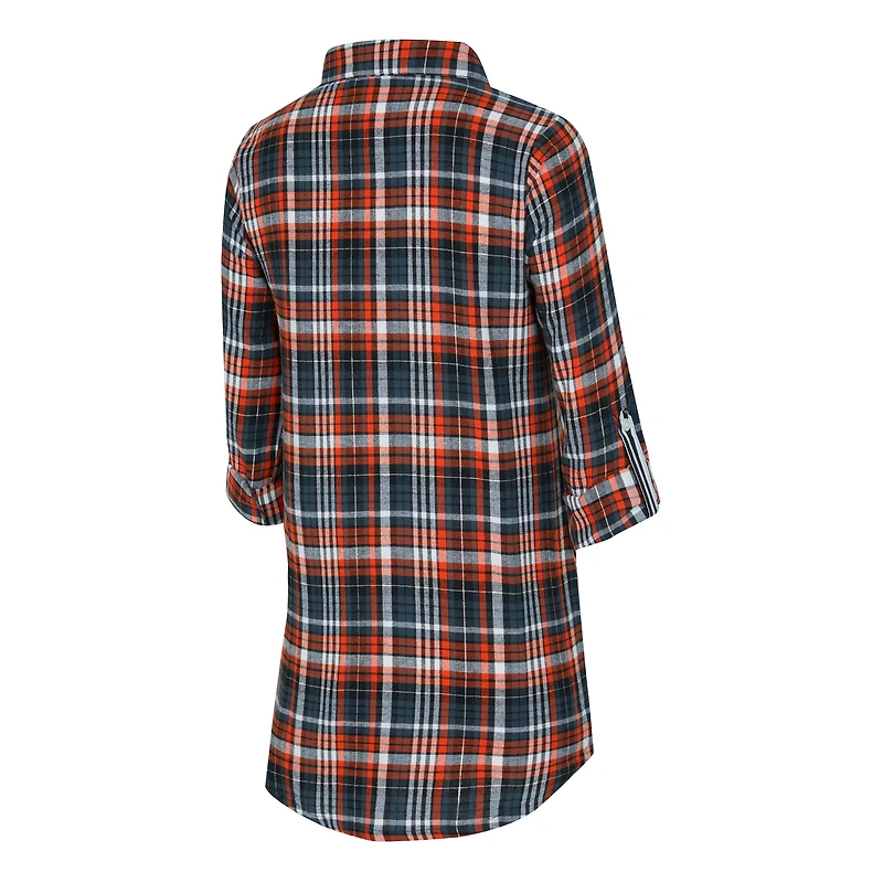 Women's Concepts Sport Black Cincinnati Bengals Laney Plaid Tri-Blend Full-Button Nightshirt