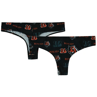 Women's Concepts Sport Black Cincinnati Bengals Mosaic All Over Print Thong