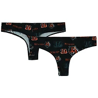 Women's Concepts Sport Black Cincinnati Bengals Mosaic All Over Print Thong