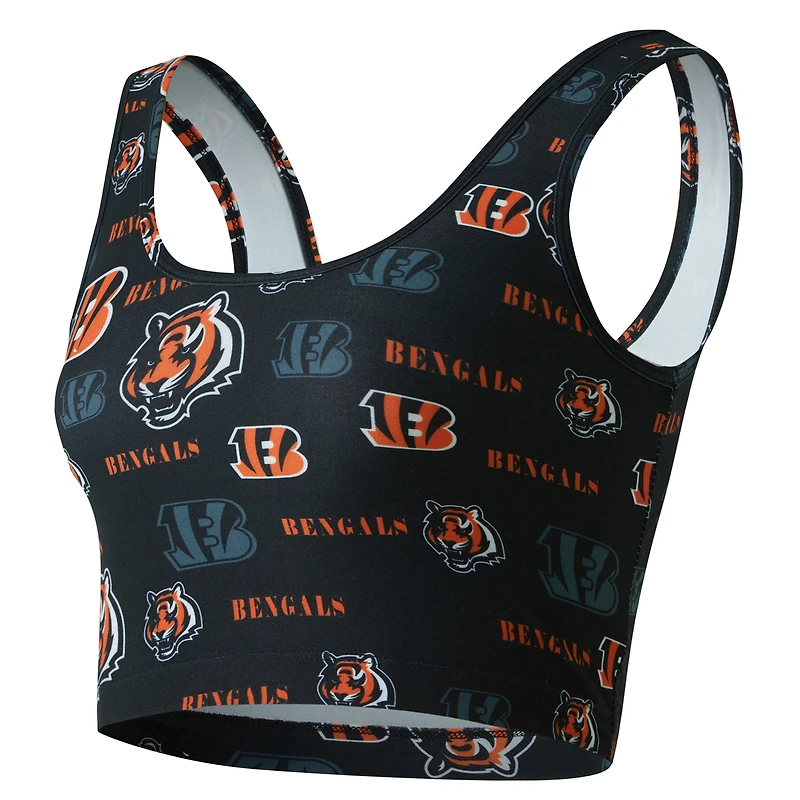 Brassière Concepts Sport noire à imprimé mosaïque des Bengals de Cincinnati pour femme