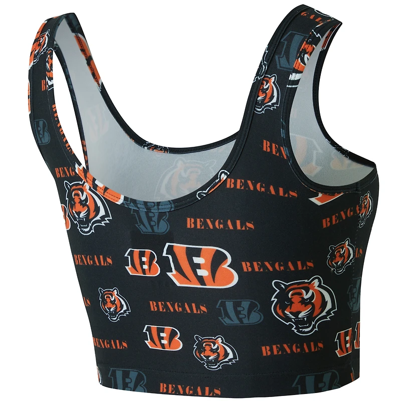 Brassière Concepts Sport noire à imprimé mosaïque des Bengals de Cincinnati pour femme