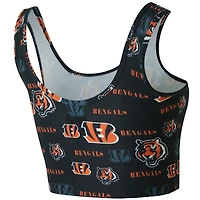 Brassière Concepts Sport noire à imprimé mosaïque des Bengals de Cincinnati pour femme
