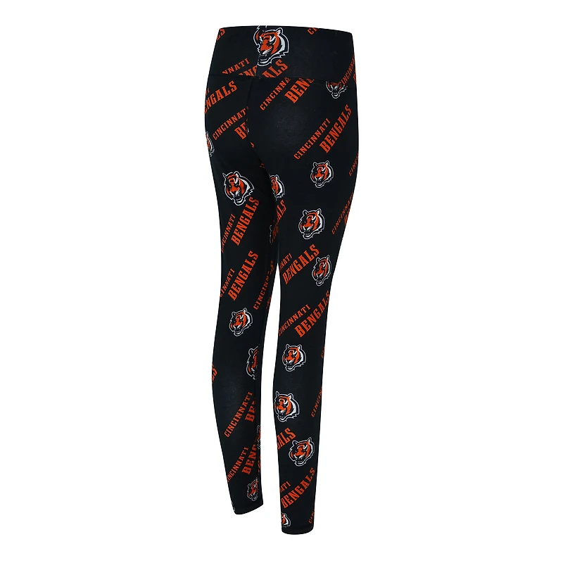 Leggings Concepts Sport noirs à imprimé mosaïque des Bengals de Cincinnati pour femme