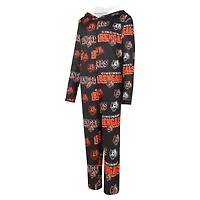 Women's Concepts Sport Black Cincinnati Bengals  Roadway Allover Print Microfleece Full-Zip Union Suit