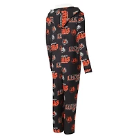 Women's Concepts Sport Black Cincinnati Bengals  Roadway Allover Print Microfleece Full-Zip Union Suit