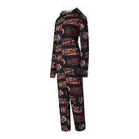 Women's Concepts Sport  Black Cincinnati Bengals Roadway Allover Print Microfleece Full-Zip Union Suit