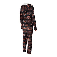 Women's Concepts Sport  Black Cincinnati Bengals Roadway Allover Print Microfleece Full-Zip Union Suit