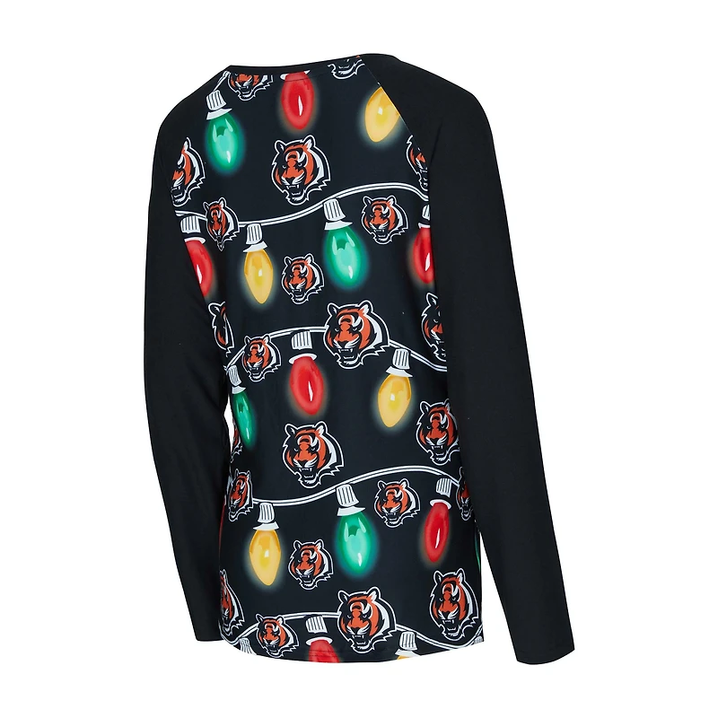 Ensemble t-shirt à manches longues et pantalon en tricot Garland Raglan pour femme Concepts Sport Cincinnati Bengals