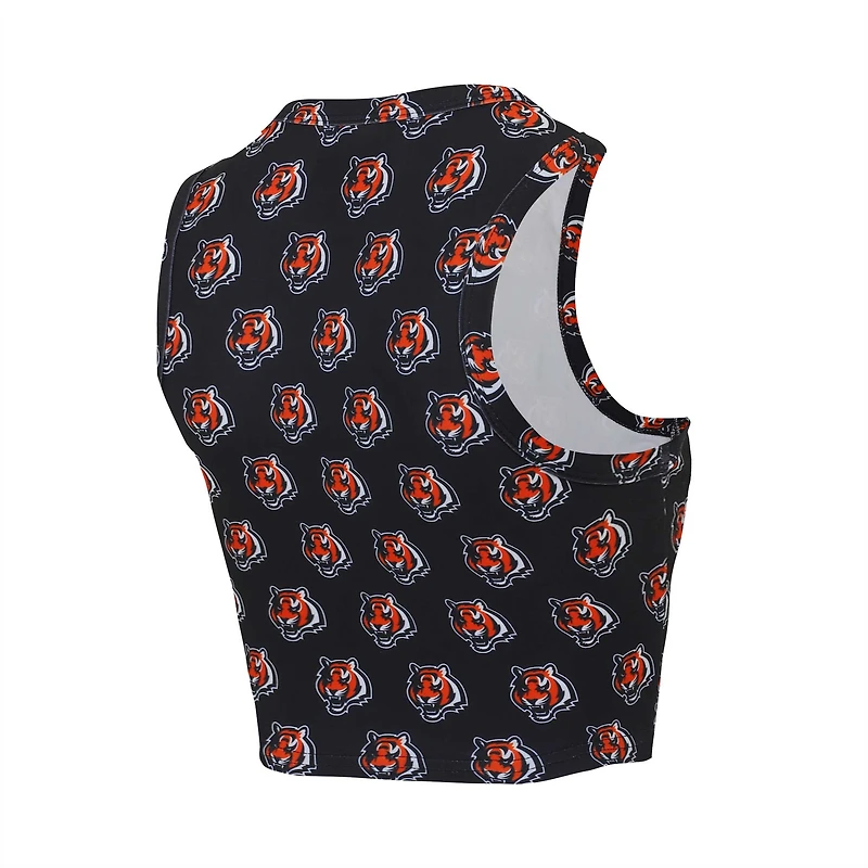 Ensemble de nuit Concepts Sport Cincinnati Bengals Gauge pour femmes, débardeur court et short imprimé sur toute la surface
