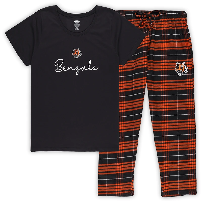 Ensemble de nuit grande taille pour femme Concepts Sport Cincinnati Bengals avec haut et pantalon à inscription