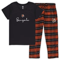 Ensemble de nuit grande taille pour femme Concepts Sport Cincinnati Bengals avec haut et pantalon à inscription