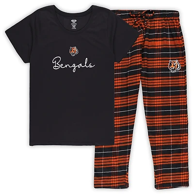 Ensemble de nuit grande taille pour femme Concepts Sport Cincinnati Bengals avec haut et pantalon à inscription