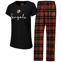 Ensemble de nuit pour femme Concepts Sport Cincinnati Bengals Vector avec haut et pantalon en flanelle