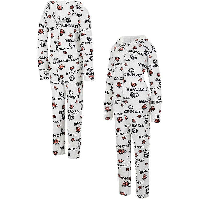 Concepts Sport Crème pour femmes Cincinnati Bengals Docket Sweat à capuche entièrement zippé Union Suit