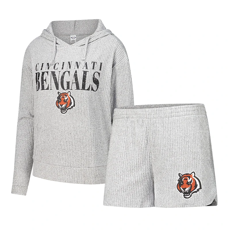 Ensemble sweat à capuche et short manches longues Juniper gris Cincinnati Bengals pour femme Concepts Sport