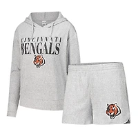 Ensemble sweat à capuche et short manches longues Juniper gris Cincinnati Bengals pour femme Concepts Sport