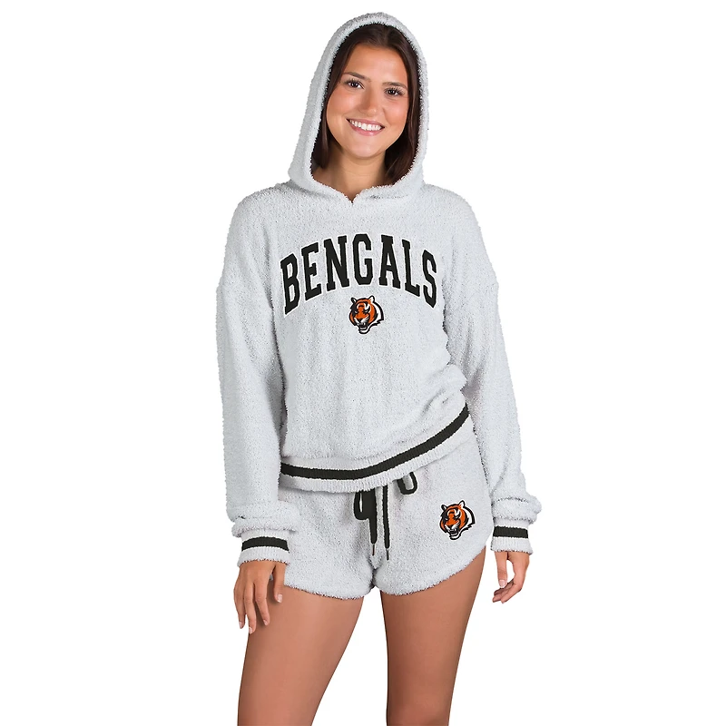 Women's Concepts Sport  Gray Cincinnati Bengals Whitley Long Sleeve Hoodie Top & Shorts Set
