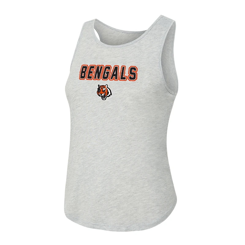Women's Concepts Sport Heather Gray/Orange Cincinnati Bengals Regulate Plaid Tank Top & Pants Sleep Set