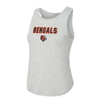 Women's Concepts Sport  Heather Gray/Orange Cincinnati Bengals Regulate Plaid Tank Top & Pants Sleep Set