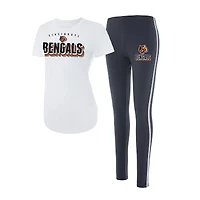 Women's Concepts Sport White/Charcoal Cincinnati Bengals Sonata Short Sleeve Top & Leggings Set