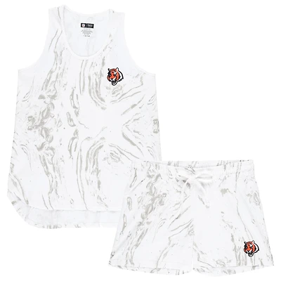 Women's Concepts Sport White Cincinnati Bengals Plus Quartz Tank Top & Shorts Set