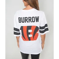 Women's Cuce Joe Burrow White Cincinnati Bengals Crystal V-Neck Tunic