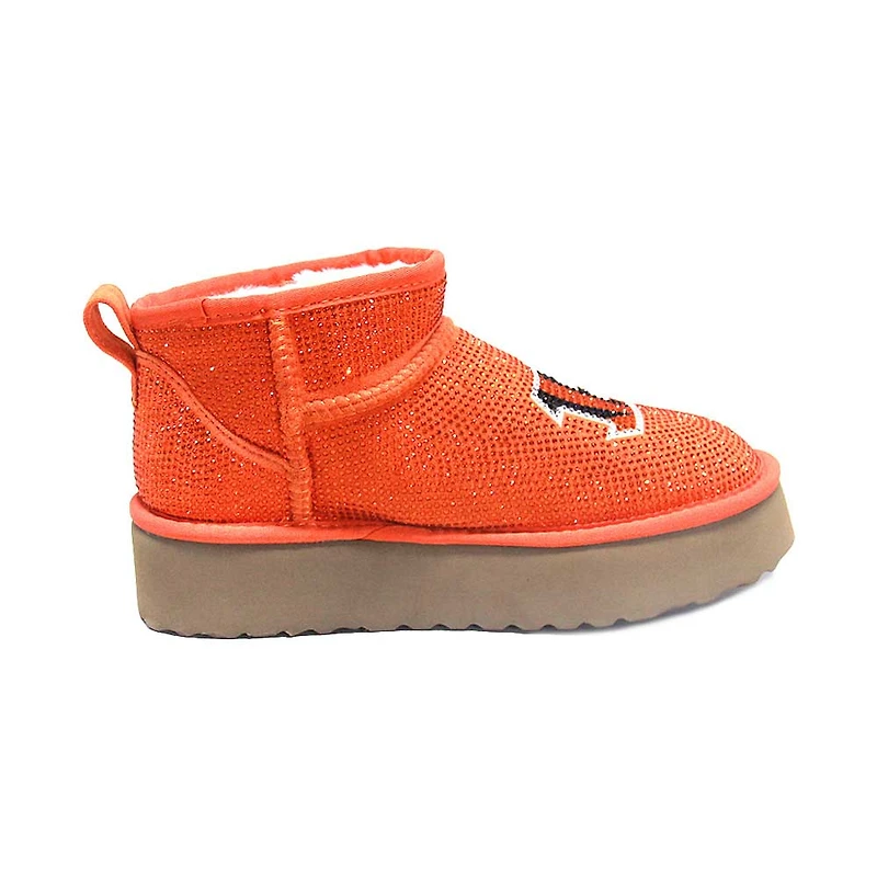 Women's Cuce Orange Cincinnati Bengals Crystal Platform Boots