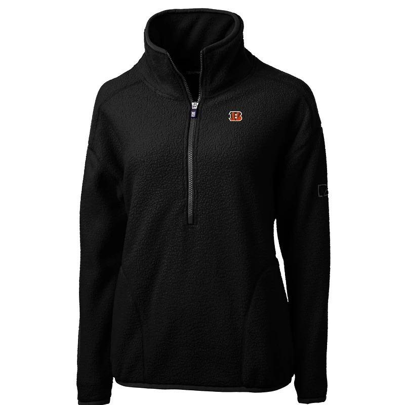 Veste en polaire demi-zippée Cascade Eco Sherpa pour femme, noire, Cutter & Buck, des Bengals de Cincinnati