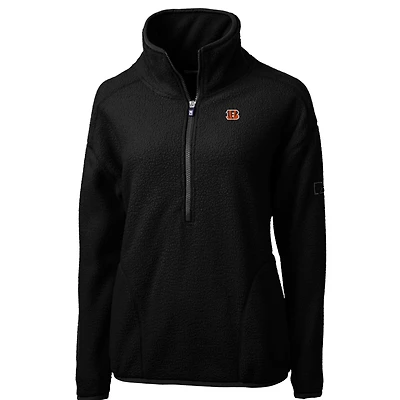 Veste en polaire demi-zippée Cascade Eco Sherpa pour femme, noire, Cutter & Buck, des Bengals de Cincinnati