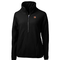 Veste en polaire demi-zippée Cascade Eco Sherpa pour femme, noire, Cutter & Buck, des Bengals de Cincinnati