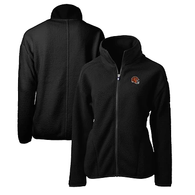 Women's Cutter & Buck  Black Cincinnati Bengals Helmet Logo Cascade Eco Sherpa Full-Zip Fleece Jacket