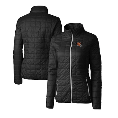 Doudoune isolante entièrement zippée Rainier PrimaLoft Eco pour femme, noire, avec logo du casque des Bengals de Cincinnati, Cutter & Buck