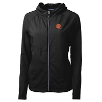 Women's Cutter & Buck Black Cincinnati Bengals Throwback Logo Adapt Eco Knit Hybrid Recycled Full-Zip Hoodie