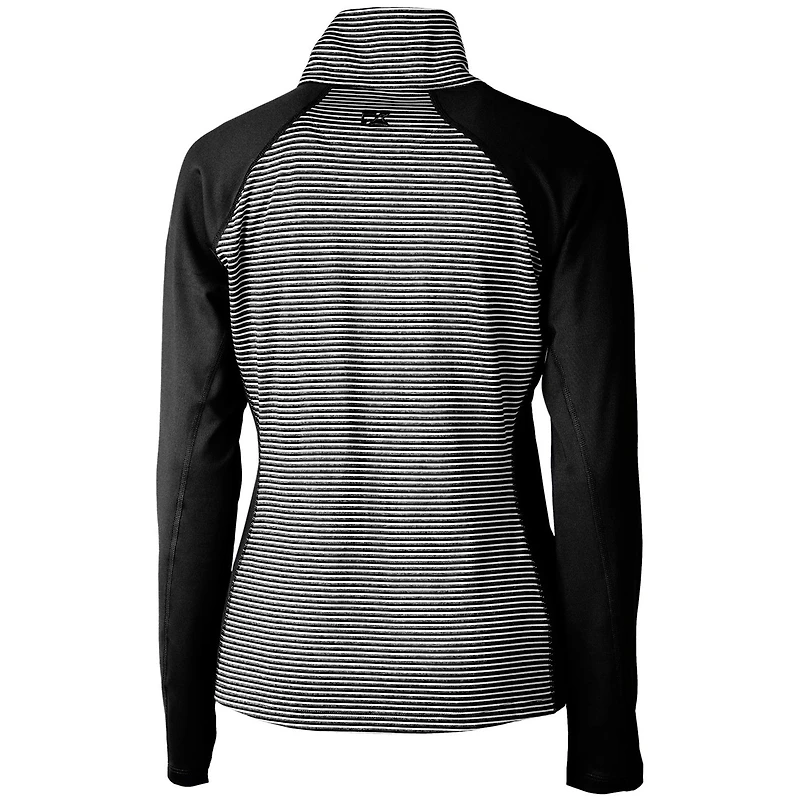 Women's Cutter & Buck Black Cincinnati Bengals Throwback Logo Forge Tonal Stripe Stretch Half-Zip Pullover Top