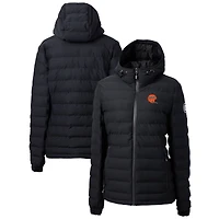 Veste matelassée entièrement zippée noire Cutter & Buck pour femme, avec logo rétro des Bengals de Cincinnati, Mission Ridge Repreve
