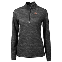 Women's Cutter & Buck Black Cincinnati Bengals Traverse Camo Print Stretch Quarter-Zip Pullover Top