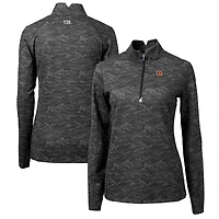 Women's Cutter & Buck Black Cincinnati Bengals Traverse Camo Print Stretch Quarter-Zip Pullover Top