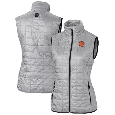 Gilet matelassé entièrement zippé Rainier PrimaLoft Eco pour femme, gris, avec logo rétro des Bengals de Cincinnati, Cutter & Buck