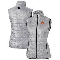 Gilet matelassé entièrement zippé Rainier PrimaLoft Eco pour femme, gris, avec logo rétro des Bengals de Cincinnati, Cutter & Buck