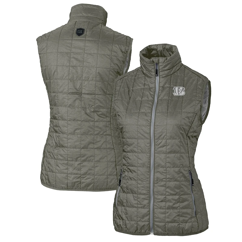 Women's Cutter & Buck Heather Gray Cincinnati Bengals Rainier PrimaLoft Eco Insulated Full-Zip Puffer Vest
