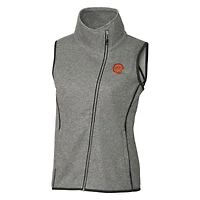 Gilet zippé intégral pour femme Cutter & Buck gris chiné avec logo rétro des Bengals de Cincinnati