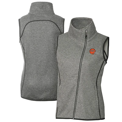 Women's Cutter & Buck Heather Gray Cincinnati Bengals Throwback Logo Mainsail Full-Zip Vest
