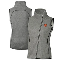 Gilet zippé intégral pour femme Cutter & Buck gris chiné avec logo rétro des Bengals de Cincinnati