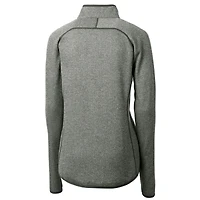 Women's Cutter & Buck Heather Gray Cincinnati Bengals Throwback Logo Mainsail Sweater Knit Fleece Full-Zip Jacket