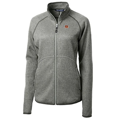Women's Cutter & Buck Heathered Gray Cincinnati Bengals Mainsail Sweater-Knit Full-Zip Jacket