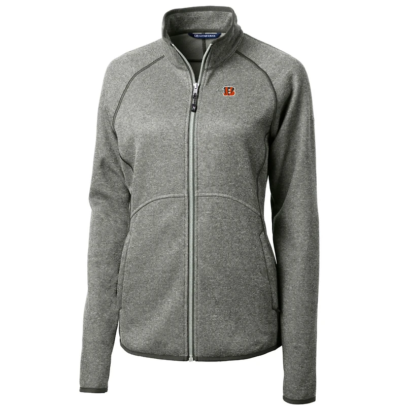 Veste pull-over zippée en tricot gris chiné pour femme Cutter & Buck des Bengals de Cincinnati
