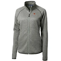 Veste pull-over zippée en tricot gris chiné pour femme Cutter & Buck des Bengals de Cincinnati