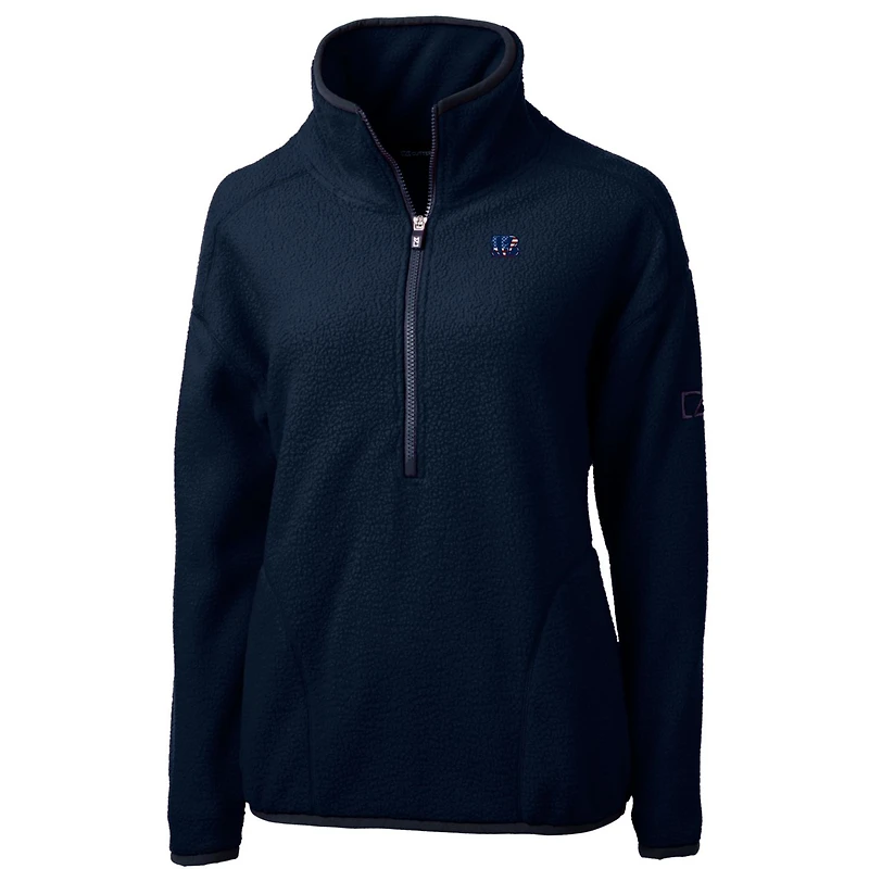 Veste polaire demi-zippée en sherpa écologique Americana Cascade pour femme, bleu marine, Cutter & Buck, Cincinnati Bengals